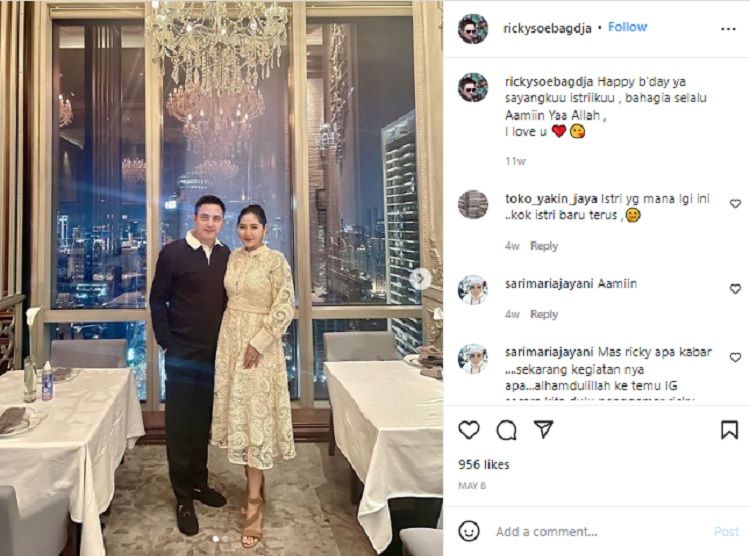 Potret Mesra Ricky Subagja dan Sang Istri, Khairunissa Andjani. Copyright: © Instagram @rickysoebagja