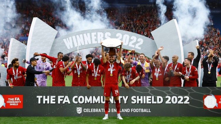 Liverpool juara Community Shield 2022 usai kalahkan Manchester City (30/07/22). (Foto: Reuters/Andrew Boyers) Copyright: © Reuters/Andrew Boyers