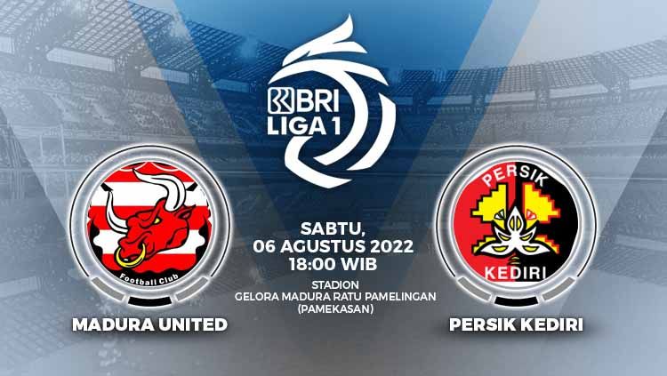Link live streaming Liga 1 Indonesia 2022/2023 untuk pertandingan antara Madura United vs Persik Kediri yang akan digelar pada Sabtu (06/08/22) pukul 18.00 WIB. Copyright: © Grafis: Yuhariyanto/INDOSPORT