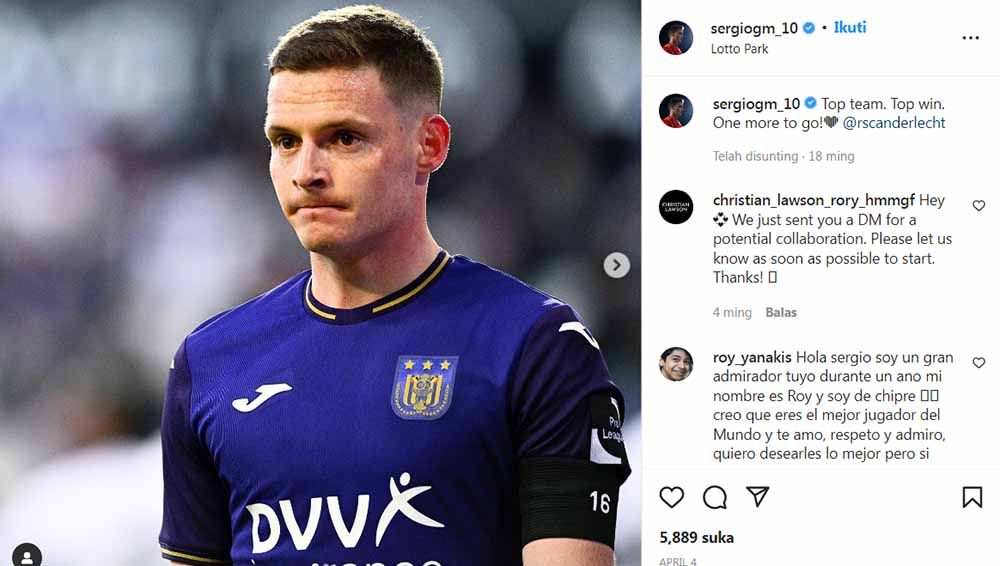 Bek Anderlecht, Sergio Gomez, yang dirumorkan resmi berseragam Manchester City. Foto: Instagram@sergiogm_10 Copyright: © Instagram@sergiogm_10