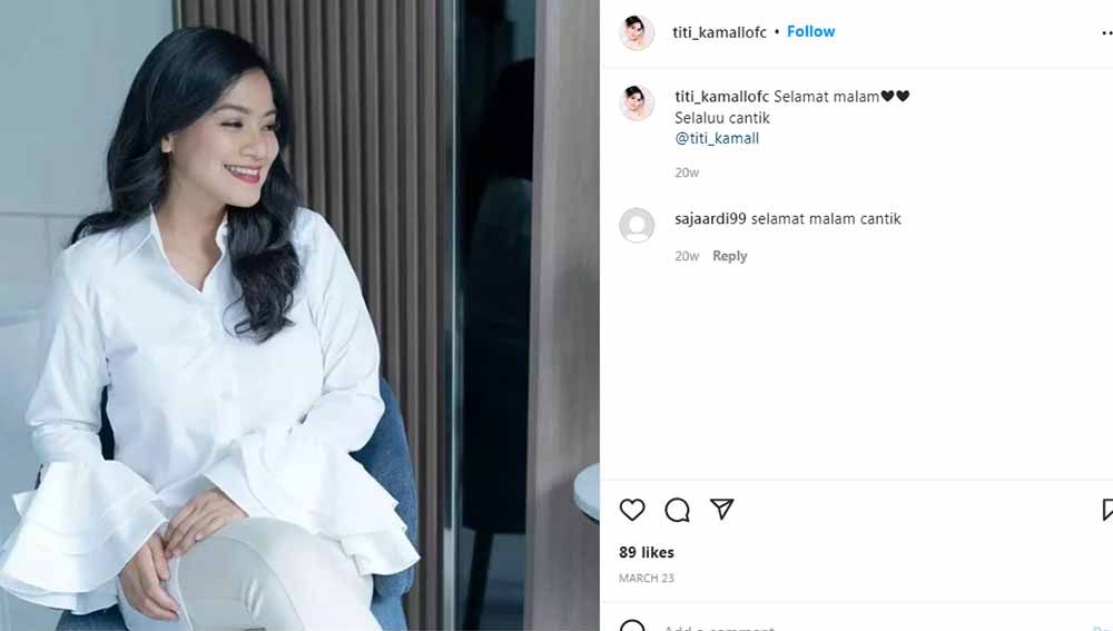 Aktris canti Indonesia, Titi kamal. Instagram@titi_kamallofc Copyright: © Instagram@titi_kamallofc