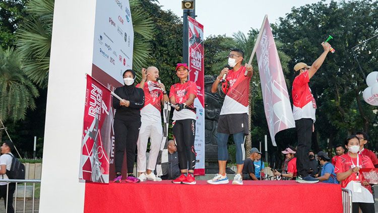Menteri Menparekraf, Sandiaga Uno saat membuka acara Run & Ride for Independence Day 2022. Copyright: &copy; Media Officer.