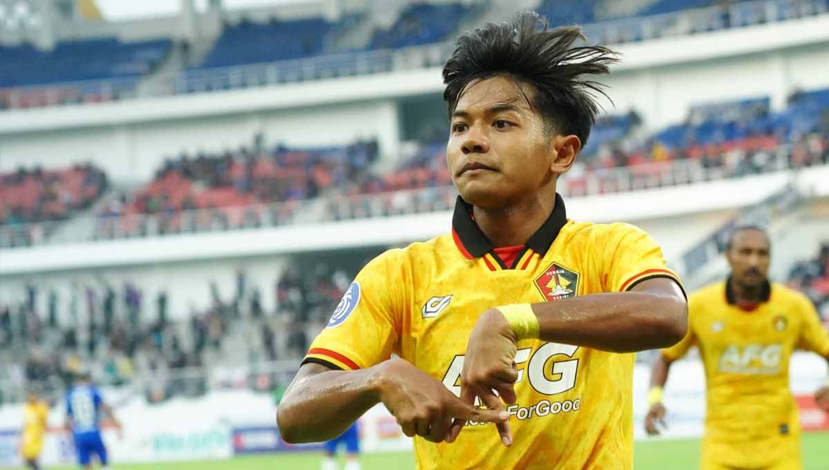 Selebrasi pemain Persik, Abiyoso usai mencetak ke gawang PSIS Semarang di laga BRI Liga 1 2022. Foto: MO Persik Kediri Copyright: © MO Persik Kediri