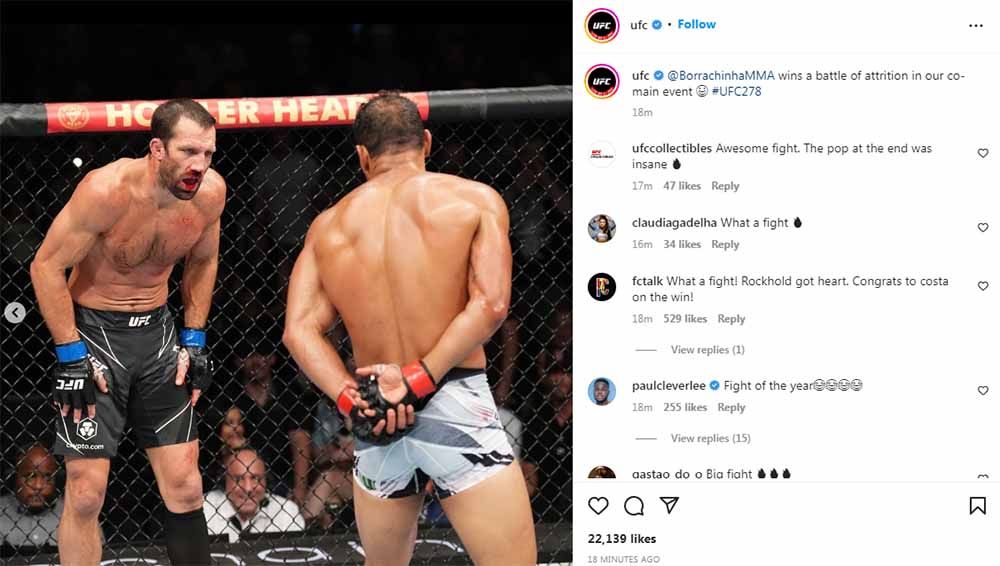 Pertarungan antara Paulo Costa vs Luke Rockhold di UFC 278. Foto: Instagram@ufc Copyright: © Instagram@ufc
