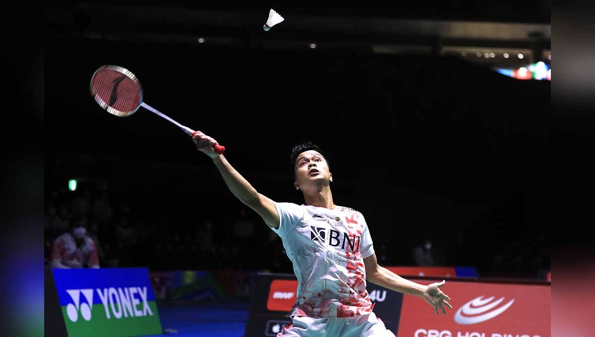 Tunggal putra Indonesia Anthony Sinisuka Ginting di Kejuaraan Dunia Bulutangkis 2022. Foto: PBSI Copyright: © PBSI