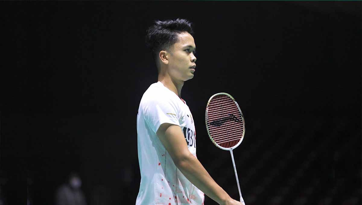 Tunggal putra Indonesia Anthony Sinisuka Ginting di Kejuaraan Dunia Bulutangkis 2022. Foto: PBSI Copyright: © PBSI