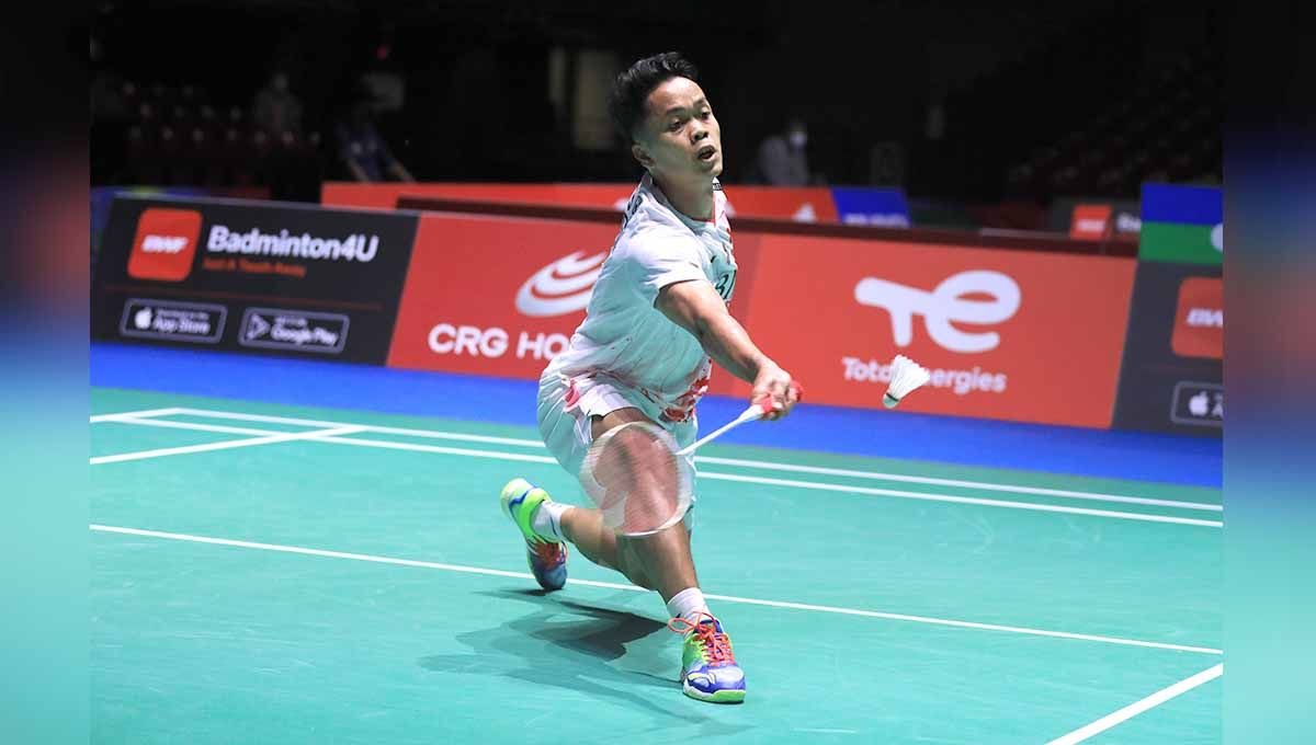 Tunggal putra Indonesia Anthony Sinisuka Ginting di Kejuaraan Dunia Bulutangkis 2022. Foto: PBSI Copyright: © PBSI