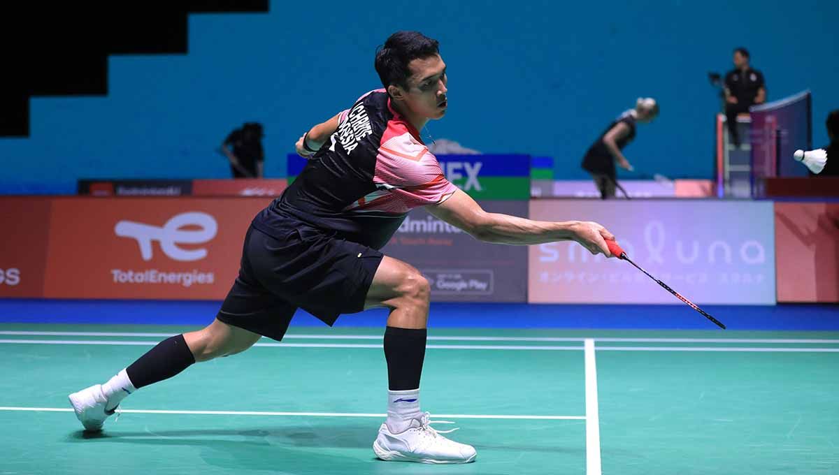 Tunggal putra Indonesia Jonatan Christie di Kejuaraan Dunia Bulutangkis 2022. Foto: PBSI Copyright: © PBSI