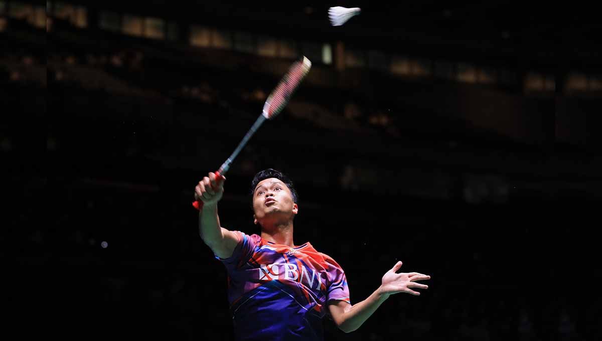 Tunggal putra Indonesia, Anthony Sinisuka Ginting di laga Kejuaraan Dunia Bulutangkis 2022. Foto: PBSI Copyright: © PBSI