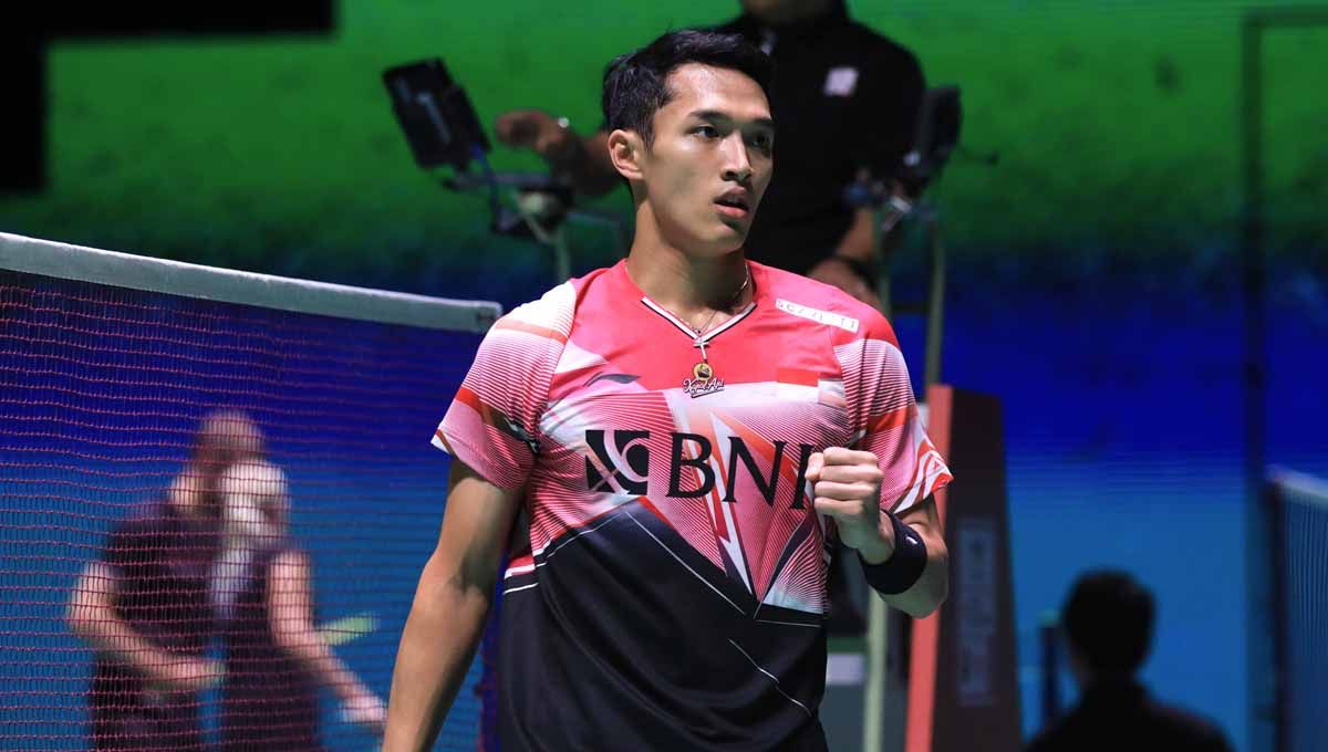 Tunggal putra Indonesia, Jonatan Christie di laga Kejuaraan Dunia Bulutangkis 2022. Foto: PBSI Copyright: © PBSI