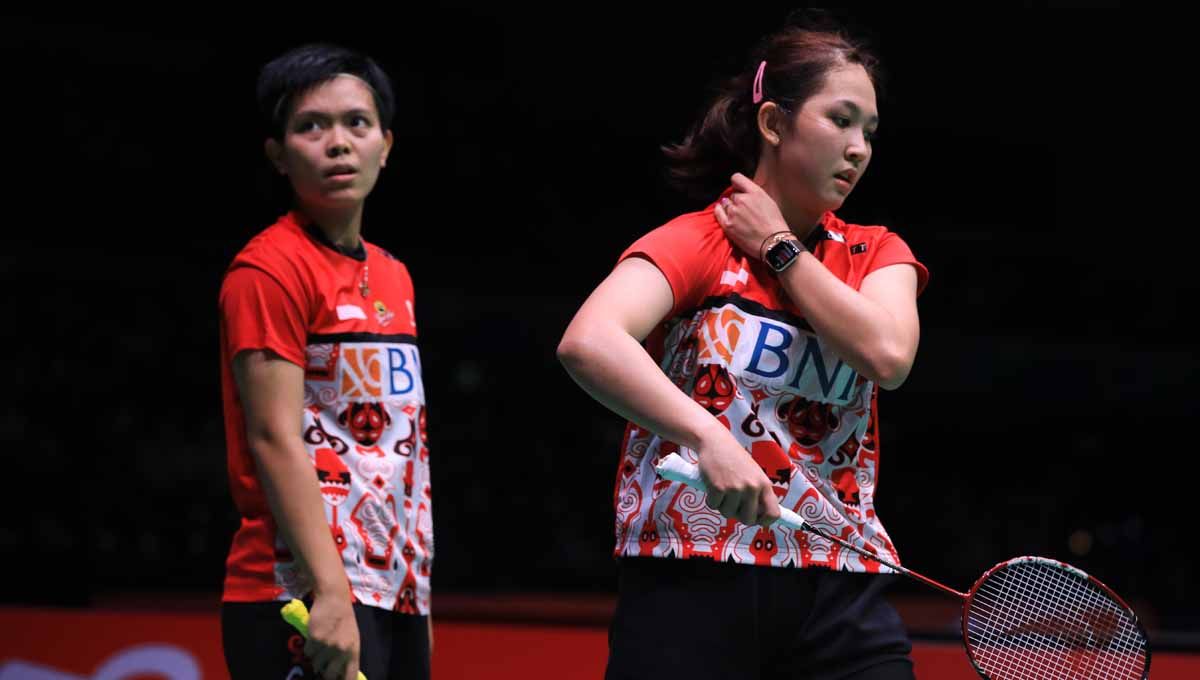 Pasangan ganda putri Indonesia Ribka Sugiarto/Siti Fadia Silva Ramadhanti di Kejuaraan Dunia Bulutangkis 2022. Foto: PBSI Copyright: © PBSI