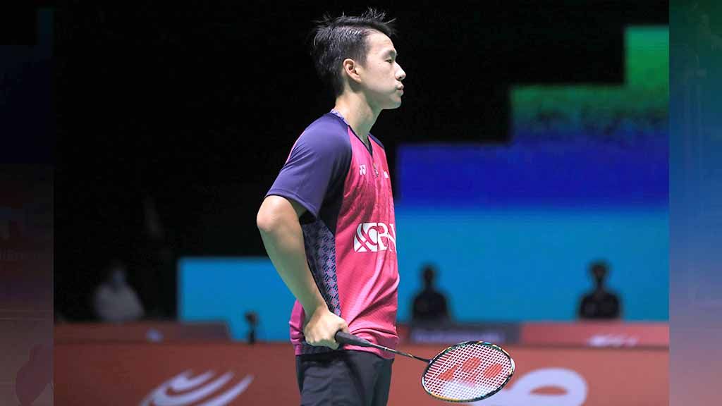 Pebulu tangkis ganda putra Indonesia, Marcus Fernaldi Gideon saat tampil di Kejuaraan Dunia Bulutangkis 2022. Foto: PBSI Copyright: © PBSI