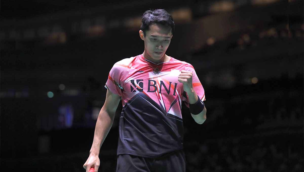 Tunggal putra Indonesia Jonatan Christie di Kejuaraan Dunia Bulutangkis 2022. Foto: PBSI Copyright: © PBSI