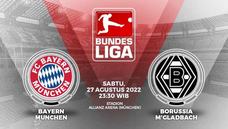 Link live streaming Bayern Munchen vs Borussia M'gladbach (Bundesliga Jerman). Copyright: © Grafis: Yuhariyanto/INDOSPORT