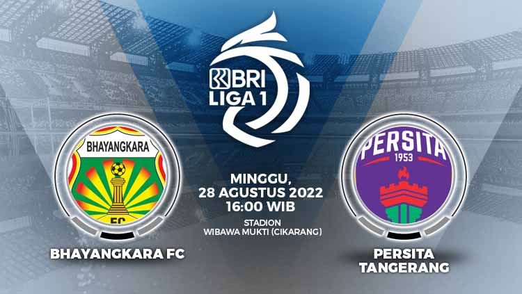 Berikut ini prediksi pertandingan pekan ketujuh kompetisi Liga 1 2022-2023, yang akan mempertemukan Bhayangkara FC vs Persita Tangerang. Copyright: © Grafis: Yuhariyanto/INDOSPORT