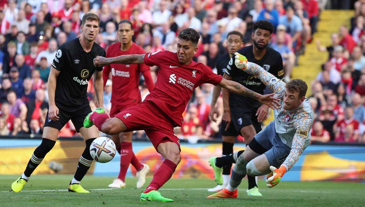 Pemain Liverpool Luis Diaz mencetak gol kesembilan ke gawang AFC Bournemouth. Foto: REUTERS/Phil Noble Copyright: © REUTERS/Phil Noble