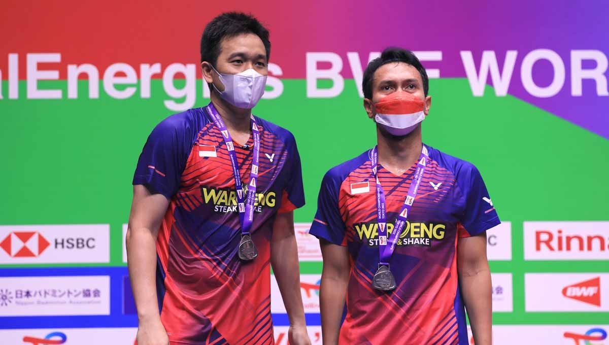 Berikut merupakan hasil laga 16 besar Japan Open 2022 antara ganda putra Indonesia, Mohammad Ahsan/Hendra Setiawan vs Liang Weng Keng/Wang Chang. Foto: PBSI Copyright: © PBSI