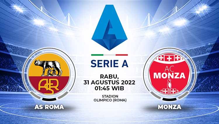Prediksi pertandingan antara AS Roma vs Monza (Liga Italia). Copyright: © Grafis: Yuhariyanto/INDOSPORT
