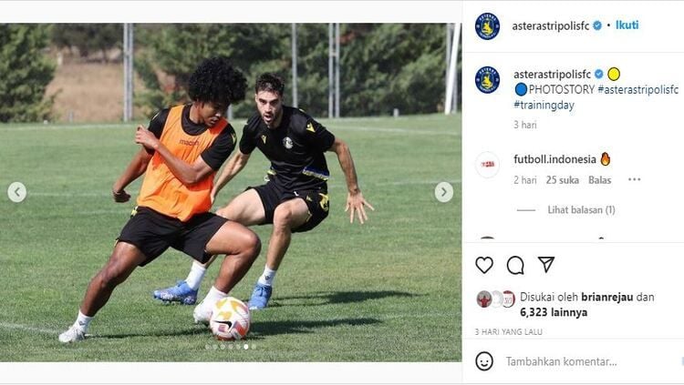 Bagus Kahfi sudah berlatih dengan klub Yunani, Asteras Tripolis FC. Copyright: © Instagram @asterastriplisfc