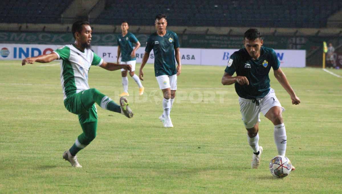 PSKC Cimahi saat menghadapi PSMS Medan pada laga perdana Liga 2 2022-2022 wilayah barat di Stadion Si Jalak Harupat, Kabupaten Bandung, Selasa (30/08/22). Copyright: © Arif Rahman/INDOSPORT