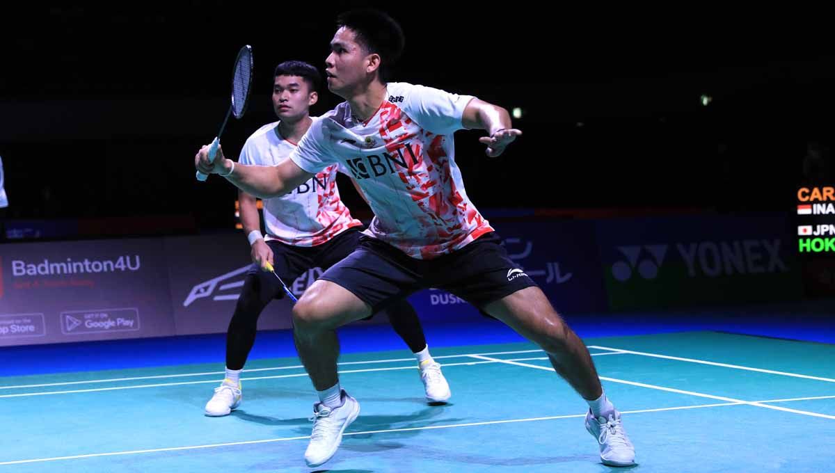 Pasangan ganda putra Indonesia Leo Rolly Carnando/Daniel Marthin  akan menghadapi Kevin Sanjaya/Marcus Gideon di babak perempat final Denmark Open 2022. Foto: PBSI Copyright: © PBSI