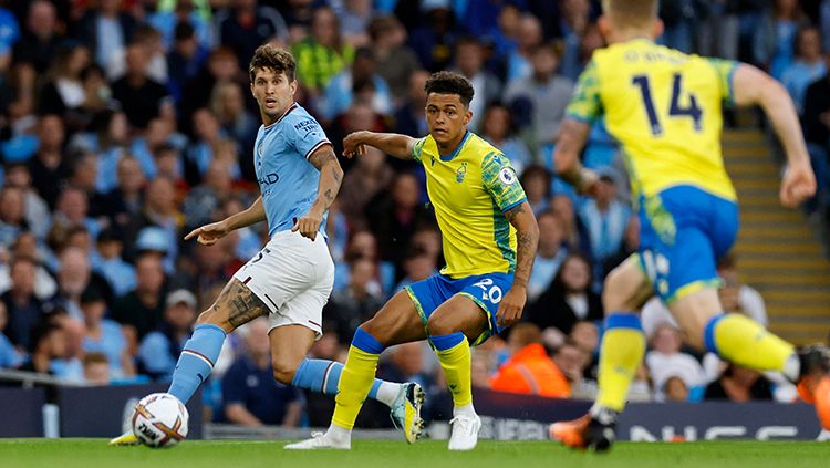 Suasana pertandingan Manchester City vs Nottingham Forest di Liga Inggris. Copyright: © Reuters/Jason Cairnduff
