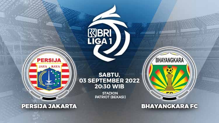 Berikut merupakan link live streaming pertandingan Liga 1 antara Persija Jakarta vs Bhayangkara FC pada hari Sabtu (03/09/22) malam WIB. Copyright: © Grafis: Yuhariyanto/INDOSPORT