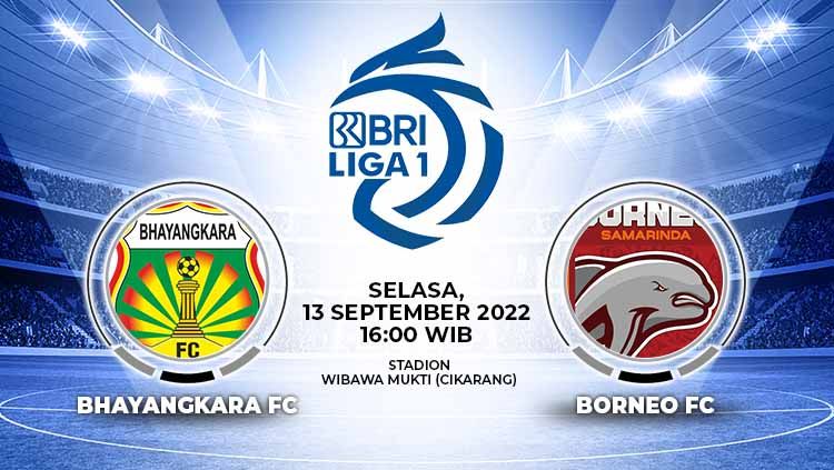 Prediksi pertandingan antara Bhayangkara FC vs Borneo FC (BRI Liga 1). Copyright: © Grafis: Yuhariyanto/INDOSPORT