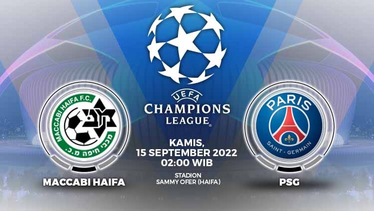Prediksi Liga Champions 2022/2023 matchday kedua Grup H antara Maccabi Haifa vs Paris Saint-Germain (PSG) yang akan digelar pada Kamis (15/09/22). Copyright: © Grafis: Yuhariyanto/INDOSPORT