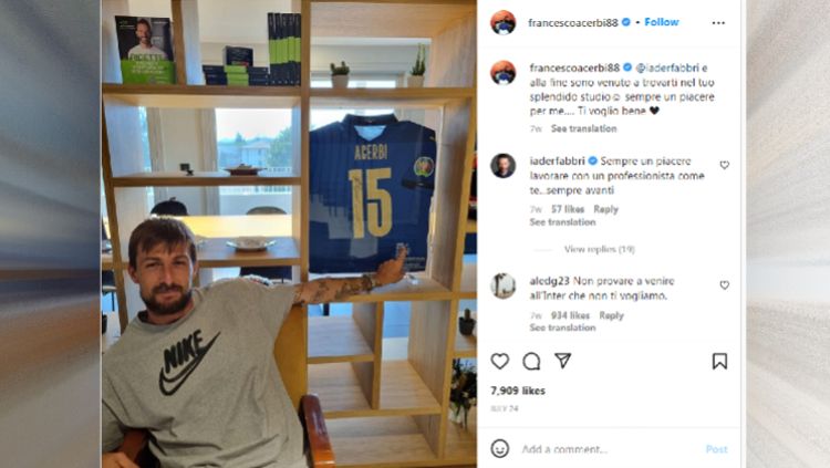Tampil apik selama masa peminjaman, klub Liga Italia, Inter Milan berencana mempermanenkan bek gaek Francesco Acerbi dari Lazio pada musim panas mendatang. Copyright: © instagram.com/francescoacerbi88