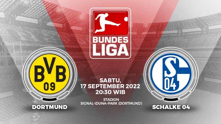Link live streaming Liga Jerman (Bundesliga) antara Borussia Dortmund vs Schalke 04, di Signal Iduna Park, Sabtu (17/09/22), pukul 20.30 WIB. Copyright: © Grafis: Yuhariyanto/INDOSPORT