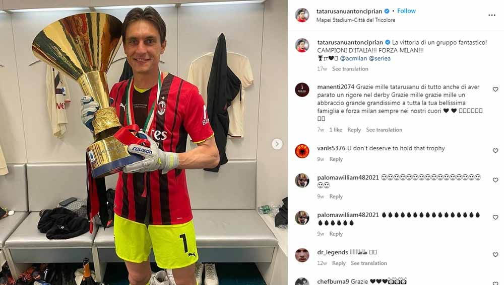 Raksasa Liga Italia, AC Milan disebut akan mengincar kiper Fiorentina, Pietro Terraciano, untuk menggantikan kiper gaek, Ciprian Tatarusanu. Foto: Instagram@tatarusanuantonciprian Copyright: © Instagram@tatarusanuantonciprian