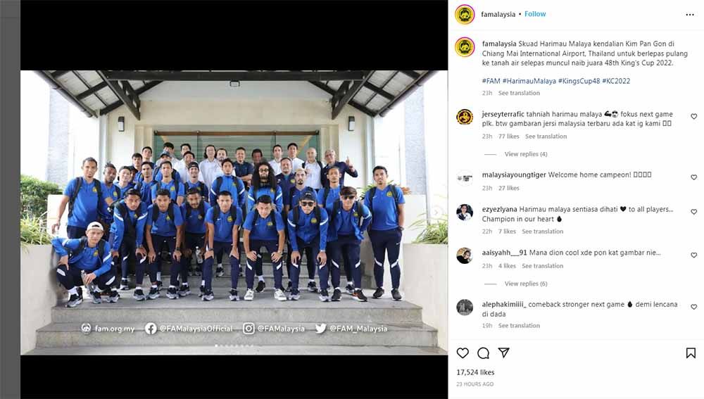 Pelatih Timnas Malaysia, Kim Pan-gon, mengungkapkan jika dirinya tidak terima atas raihan timnya di ranking FIFA saat ini. Foto: Instagram@famalaysia Copyright: © Instagram@famalaysia