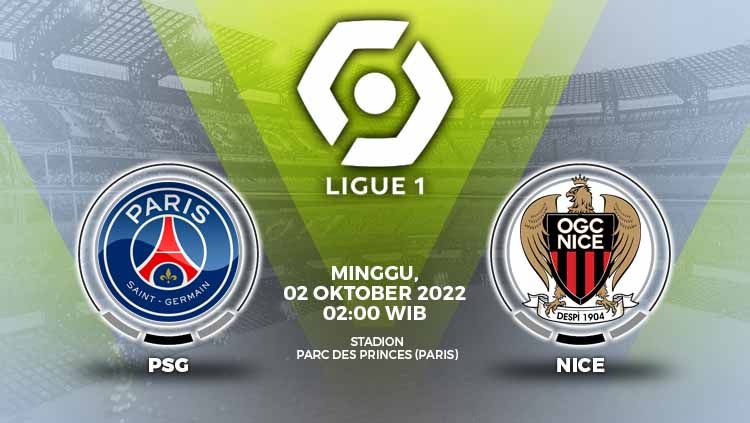 Berikut link live streaming Liga Prancis (Ligue 1) antara PSG vs Nice yang berlangsung pada Minggu (02/10/22) pukul 02.00 WIB. Copyright: © Grafis: Yuhariyanto/INDOSPORT