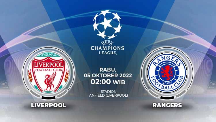 Berikut merupakan link live streaming grup A Liga Champions antara Liverpool vs Glasgow Rangers pada hari Rabu (05/10/22). Copyright: © Grafis: Yuhariyanto/INDOSPORT