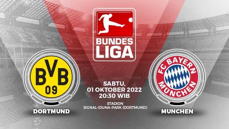 Berikut link live streaming Liga Jerman (Bundesliga), Sabtu (08/10/22), yang menyajikan big match Borussia Dortmund vs Bayern Munchen, pukul 23.30 WIB. Copyright: © Grafis: Yuhariyanto/INDOSPORT