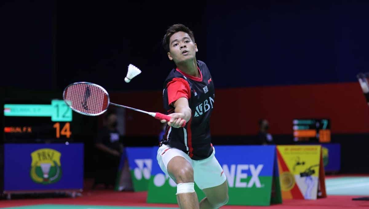 Syabda Perkasa Belawa saat berlaga di Indonesia International Challenge 2022. Foto: PP PBSI. Copyright: © PP PBSI