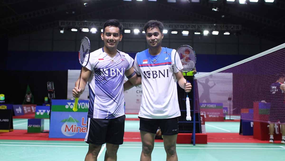 Ganda putra Indonesia, Rahmat Hidayat/Pramudya Kusumawardana di Indonesia International Challenge 2022. (Foto: PBSI) Copyright: © PBSI