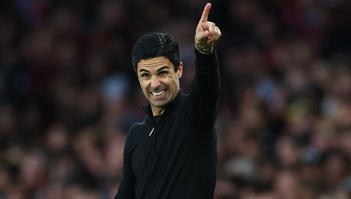 Berikut pencapaian Mikel Arteta usai bawa Arsenal di ambang pecahkan rekor sekaligus sebagai penantang gelar Liga Inggris (Premier League) 2022/23. Copyright: © Reuters/David Klein