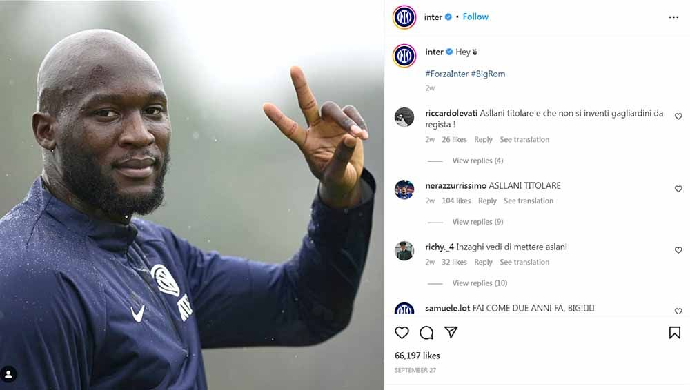 Pelatih klub pesaing Liga Italia (Serie A), Simone Inzaghi mengungkapkan kondisi terbaru dari Romelu Lukaku seusai dibekap cedera. Copyright: © Instagram@Inter