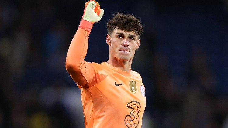 Kepa Arrizabalaga di laga Chelsea vs AC Milan (06/10/22). Kini sang kiper dipinjamkan ke Real Madrid. (Foto: Reuters/Andrew Boyers) Copyright: © Reuters/Andrew Boyers