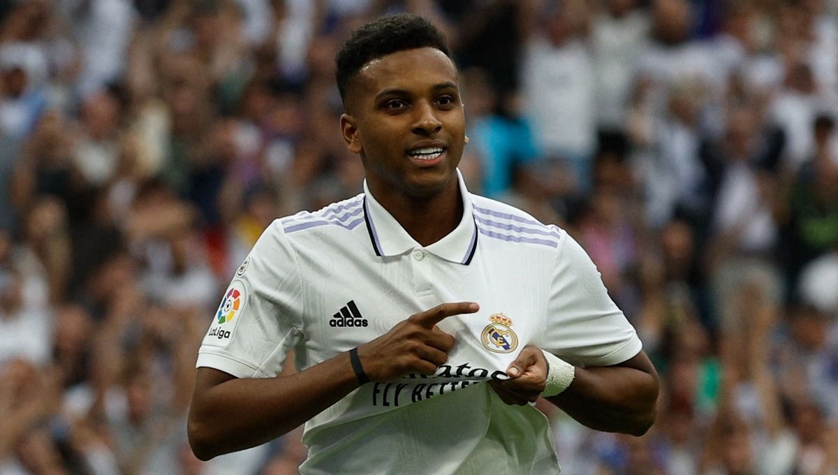 Top skor Liga Spanyol (LaLiga) per Minggu (28/05/23) sajikan rajinnya Rodrygo Goes cetak gol bagi Real Madrid. Copyright: © Reuters/Susana Vera