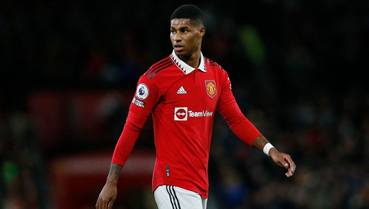 Jelang duel Liverpool vs Manchester United di Liga Inggris (Premier League), Marcus Rashford bisa dihadapkan dengan kutukan bermain di Stadion Anfield. Foto: REUTERS/Craig Brough Copyright: © Reuters/Craig Brough