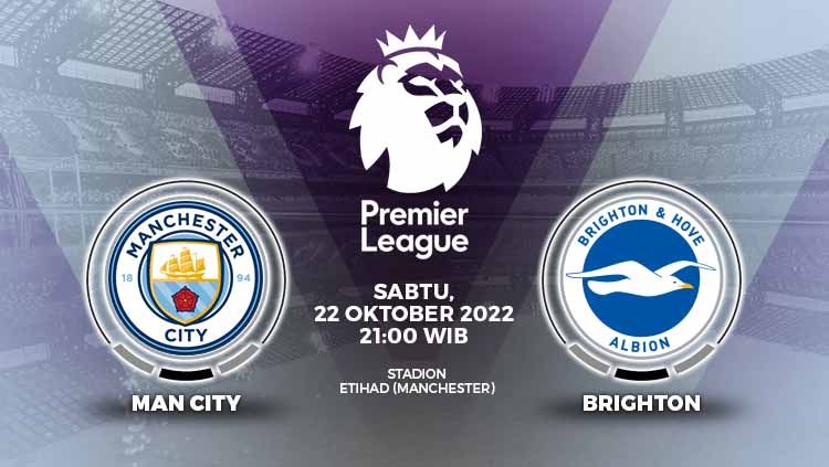 Berikut link live streaming Liga Inggris (Premier League) antara Manchester City vs Brighton & Hove Albion, Sabtu (22/10/22) pukul 21.00 WIB. Copyright: © Grafis: Yuhariyanto/INDOSPORT