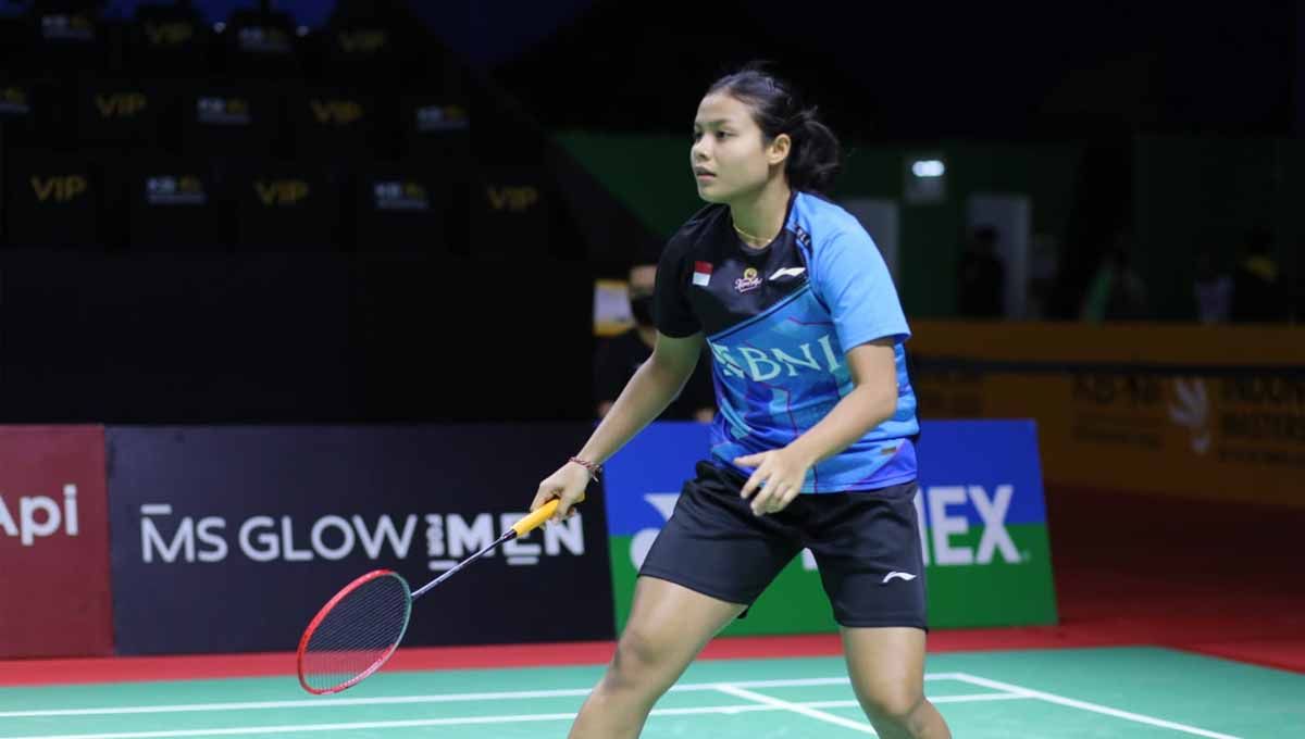 Tunggal Putri Indonesia, Komang Ayu Cahya Dewi di Indonesia Masters 2022. (Foto: PBSI) Copyright: © PBSI