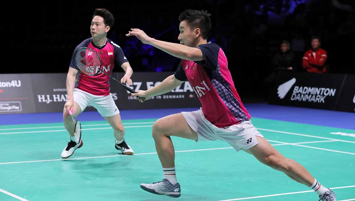 Berikut ini adalah hasil Prancis Terbuka 2022, di mana langkah Marcus Gideon/Kevin Sanjaya harus terhenti di babak 32 besar. (Foto: PBSI) Copyright: © PBSI