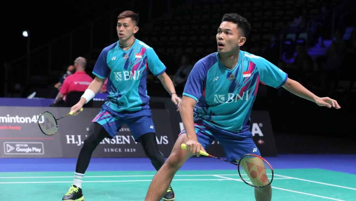 Pasangan ganda putra Indonesia, Fajar Alfian/Muhammad Rian Ardianto di Denmark Open 2022. (Foto: PBSI) Copyright: © PBSI