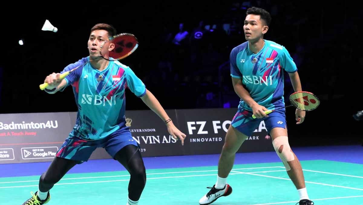 Pasangan ganda putra Indonesia, Fajar Alfian/Muhammad Rian Ardianto di Denmark Open 2022. (Foto: PBSI) Copyright: © PBSI
