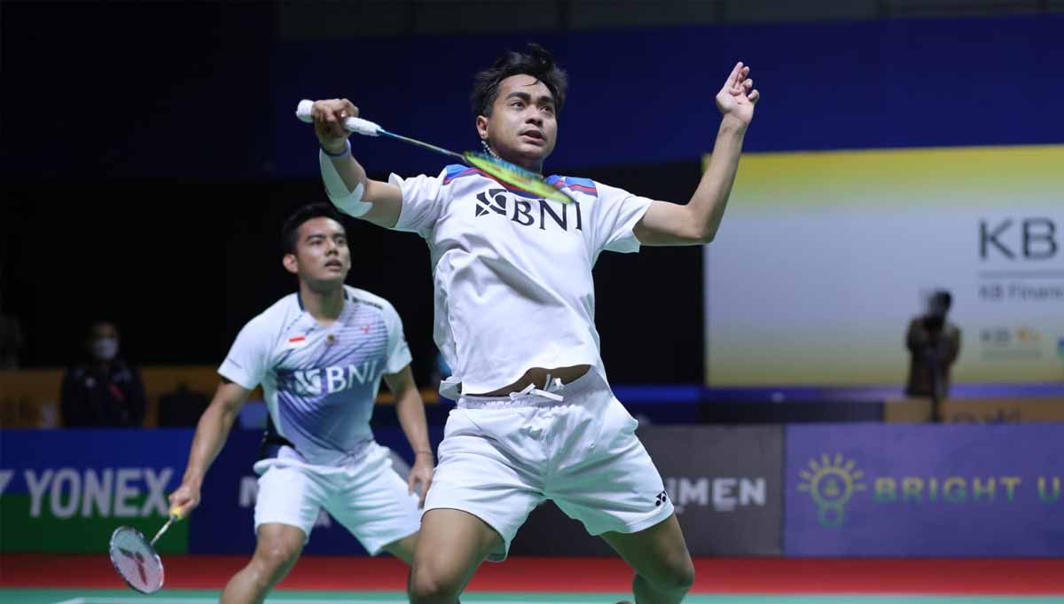 Pasangan ganda putra Indonesia di Indonesia Masters 2022. (Foto: PBSI) Copyright: © PBSI