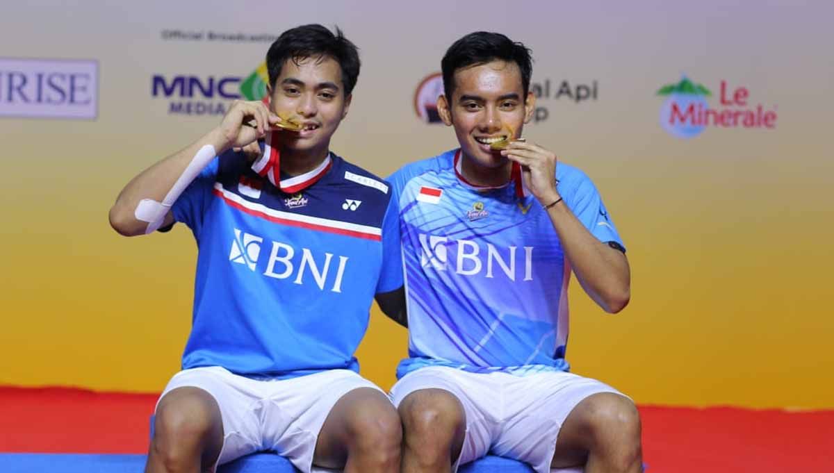 Pasangan ganda putra Indonesia, Rahmat Hidayat/Pramudya Kusumawardana juara Indonesia Masters 2022. (Foto: PBSI) Copyright: © PBSI